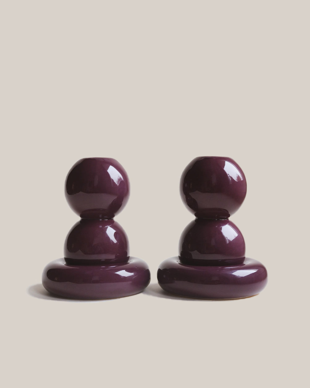 Fioletowe ceramiczne świeczniki ADAM i EWA PLUM