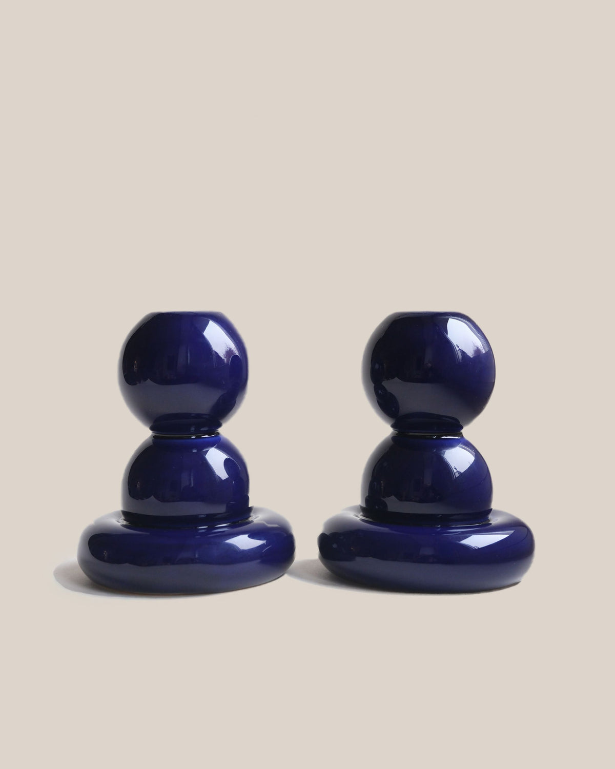 Kobaltowe ceramiczne świeczniki ADAM i EWA NAVY